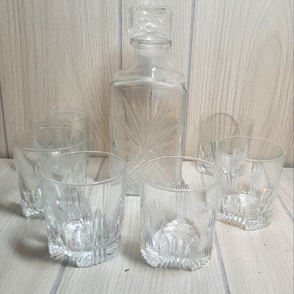 Vintage Other - Vintage 7 Piece Whiskey Set Decanter Glasses Barware Liquor